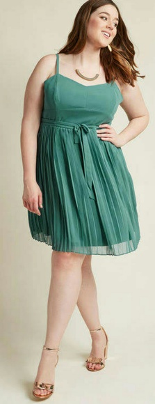 Modcloth Posh Prompting A Line Dress Sage Green 4X - Picture 1 of 4